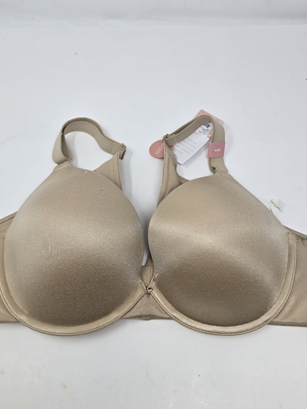 Cacique 42B Invisible Backsmoother Boost Plunge Underwire Bra Nude Biege